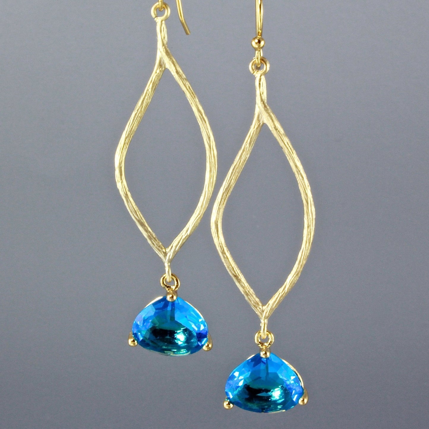 Ondine - Blue Cubic Zirconia Earrings - Available in Gold and Silver