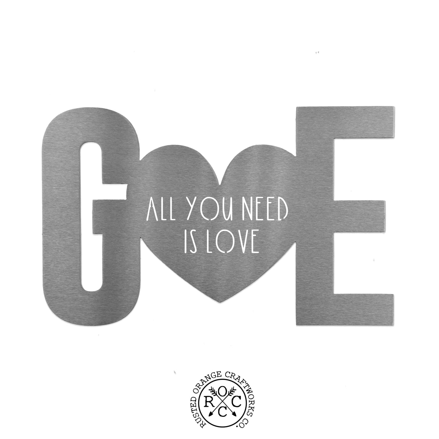 Initials & Heart Monogram - Large Metal Custom Family Name Heart Sign