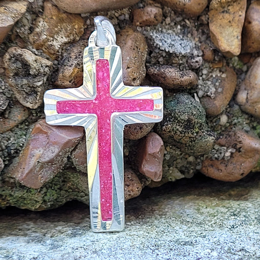 Sterling Sliver Cross Pink & Glow