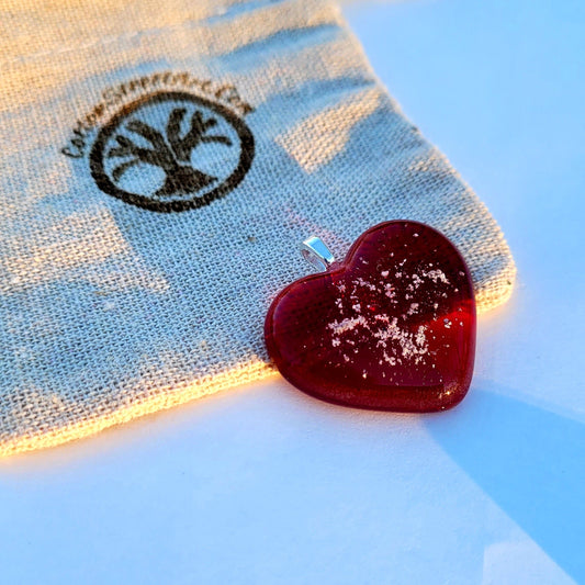 Ash Infused Glass Heart Memorial Necklace
