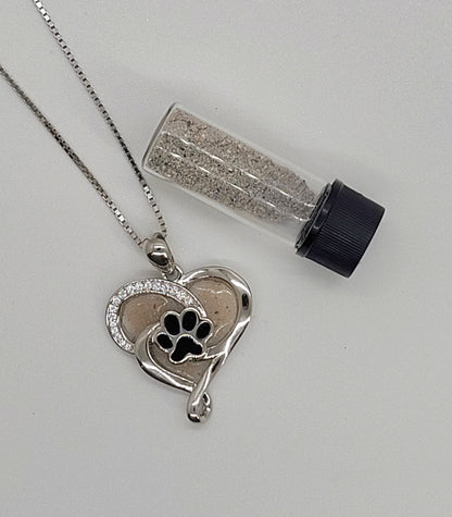 Heart and Paw Cremation Necklace