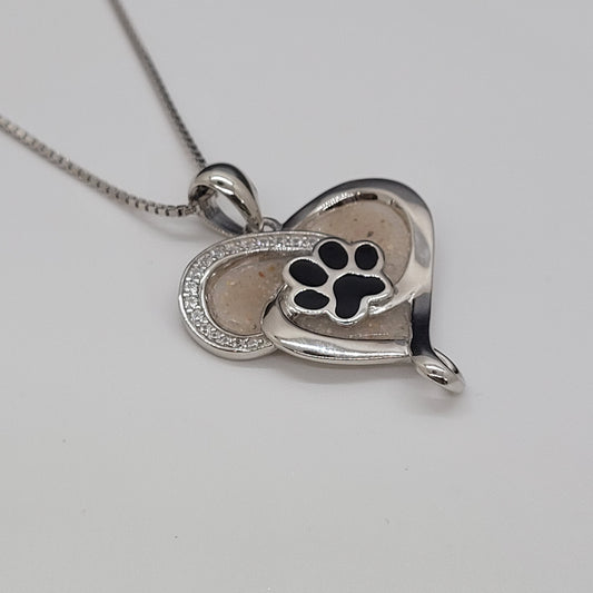 Heart and Paw Cremation Necklace