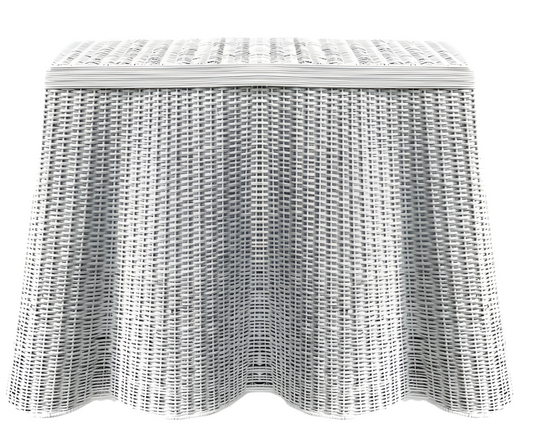White SCALLOPED WICKER CONSOLE