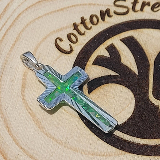Sterling Silver Cross Pendant * Cremation Ash & Opals