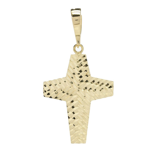Toscana Italiana 18K Gold Plated Diamond Cut Cross 2" Enhancer Pendant