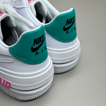 NIKE Air Force 1 PLT.AF.ORM Tapered Toe Sz Women's 8 White/Pink/Blue FN7180-100