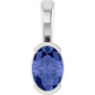 14K White Natural Tanzanite Solitaire Pendant