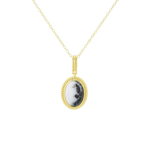 Elemental Gems 14x10mm White Buffalo Textured Pendant w/ Chain