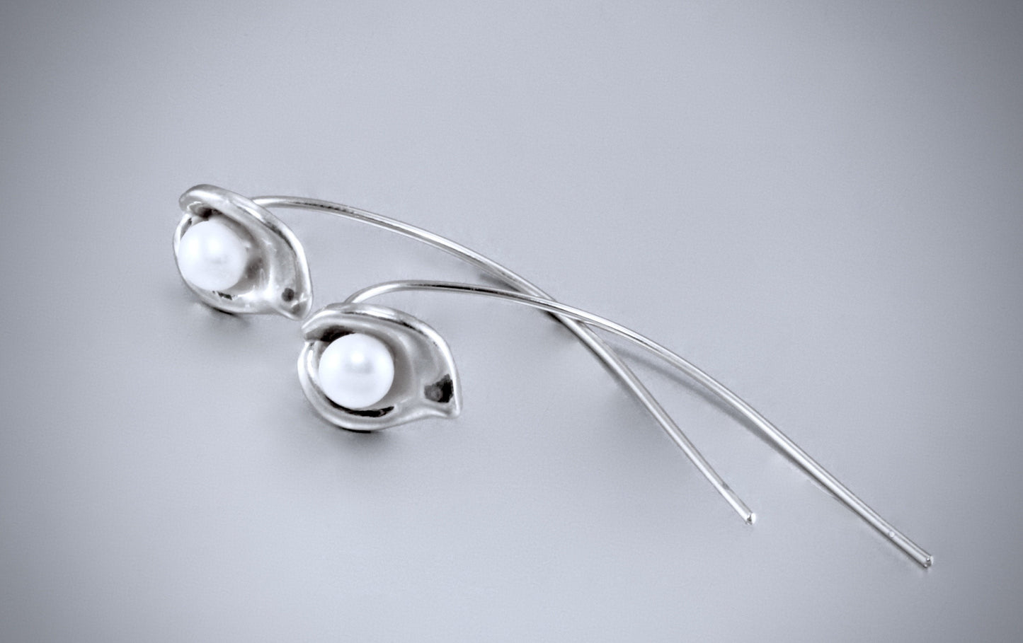 "Lily" - Pearl Calla Lily Bridal Earrings - Available in Gold and Silver