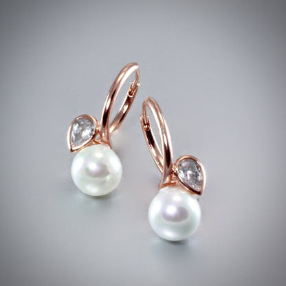 Promise - Pearl Bridal Earrings - Available in Rose Gold and Silver