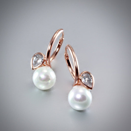 Promise - Pearl Bridal Earrings - Available in Rose Gold and Silver