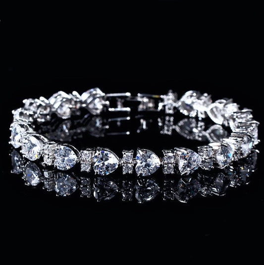 Charlotte - Silver Cubic Zirconia Heart Bracelet