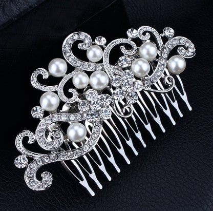 "Florence" - Pearl and Crystal Bridal Hair Comb - Available in Silver and Gold