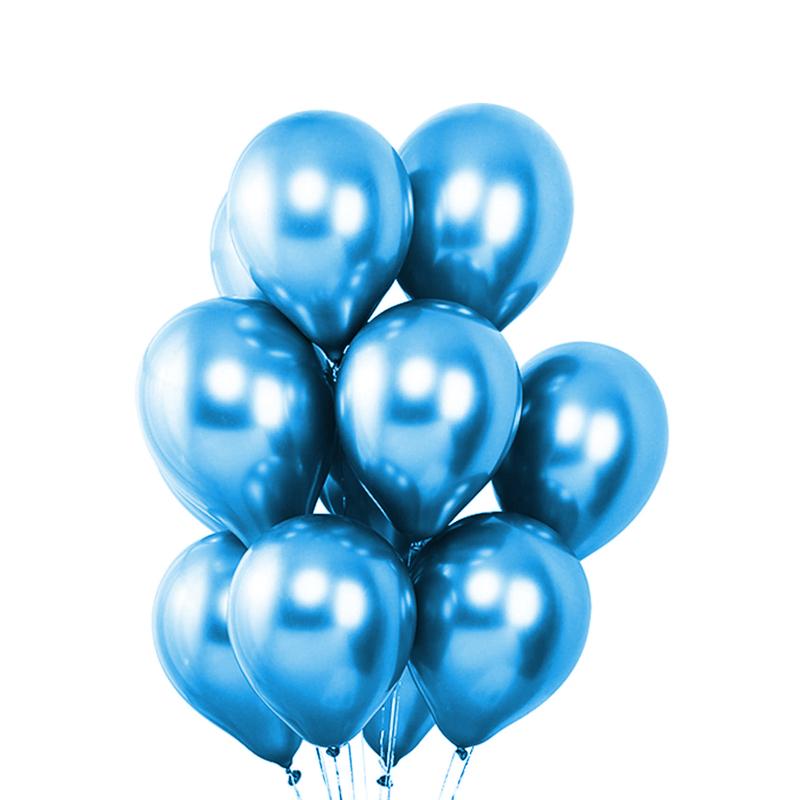 50 Blue Metallic Chrome Balloons - Shiny Latex 12" Thicken For Wedding, Birthday Party, Baby Shower, New Years, Graduation & Sweet 16