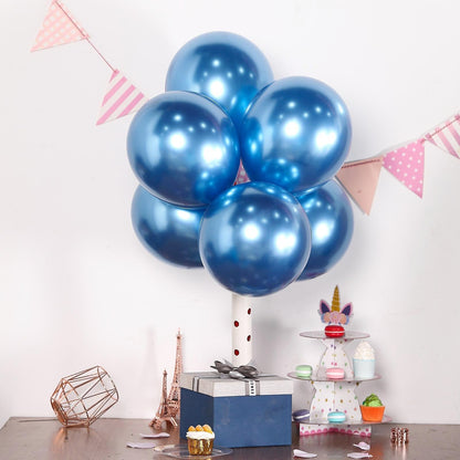 50 Blue Metallic Chrome Balloons - Shiny Latex 12" Thicken For Wedding, Birthday Party, Baby Shower, New Years, Graduation & Sweet 16