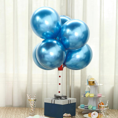 50 Blue Metallic Chrome Balloons - Shiny Latex 12" Thicken For Wedding, Birthday Party, Baby Shower, New Years, Graduation & Sweet 16