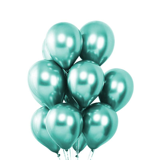 50 Green Metallic Chrome Balloons - Shiny Latex 12" Thicken For Wedding, Birthday Party, Baby Shower, New Years, Graduation & Sweet 16