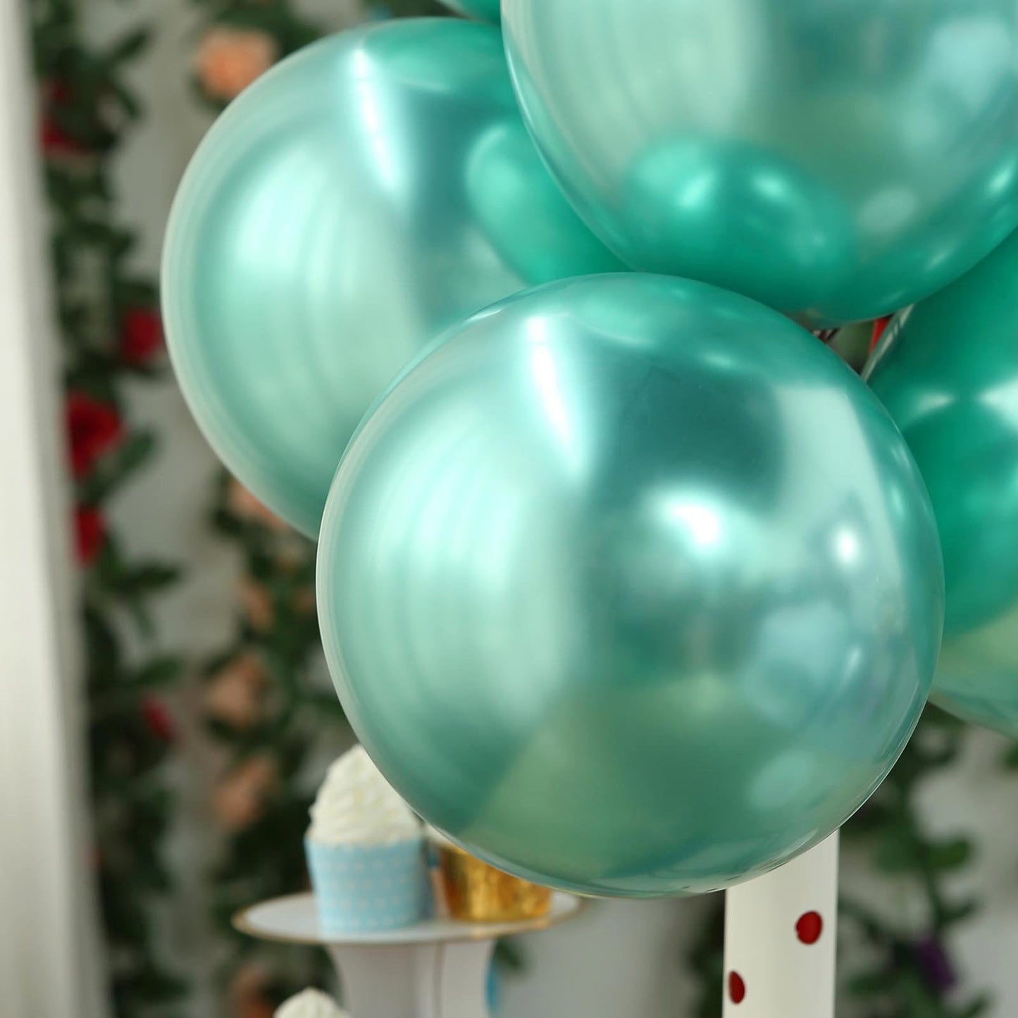 50 Green Metallic Chrome Balloons - Shiny Latex 12" Thicken For Wedding, Birthday Party, Baby Shower, New Years, Graduation & Sweet 16