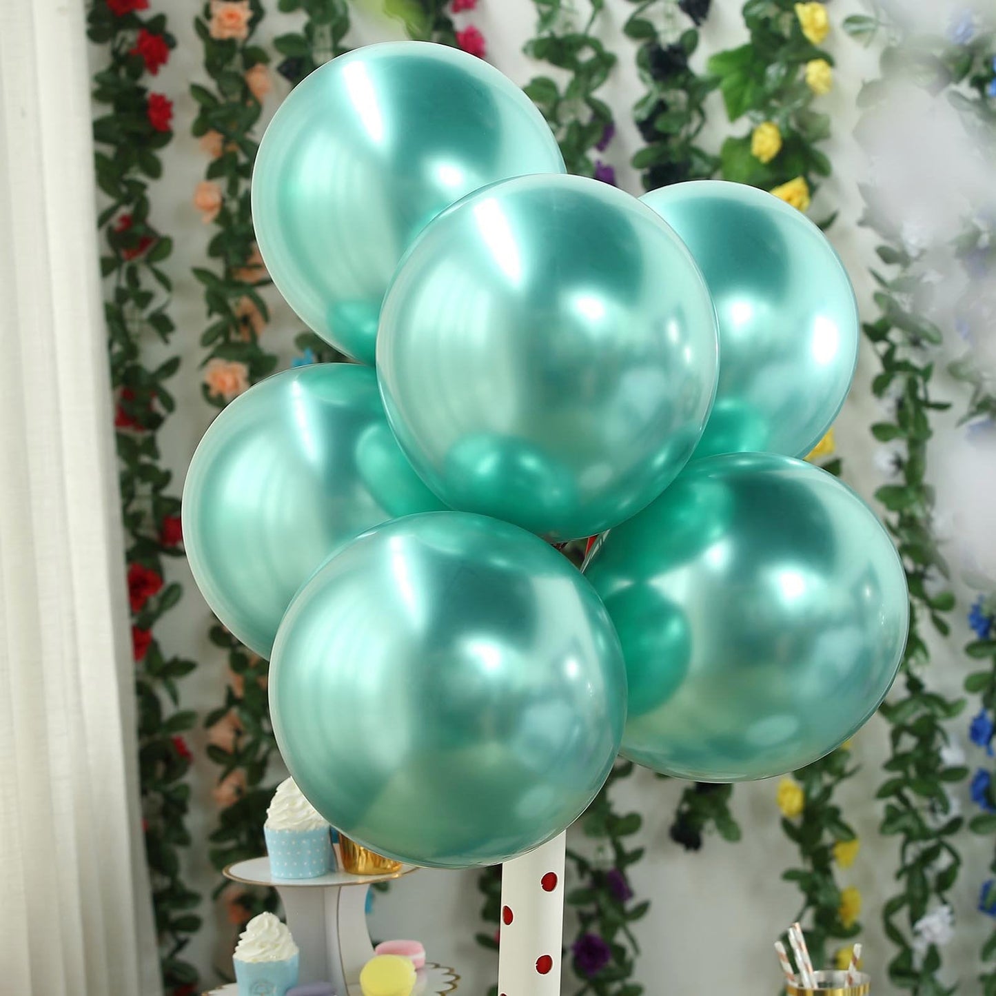 50 Green Metallic Chrome Balloons - Shiny Latex 12" Thicken For Wedding, Birthday Party, Baby Shower, New Years, Graduation & Sweet 16