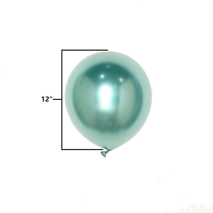 50 Green Metallic Chrome Balloons - Shiny Latex 12" Thicken For Wedding, Birthday Party, Baby Shower, New Years, Graduation & Sweet 16