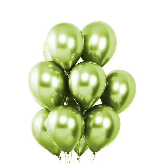 50 Light Green Metallic Chrome Balloons (Lime) - Shiny Latex 12" Thicken For Wedding, Birthday Party, Baby Shower, New Years, Graduation & Sweet 16