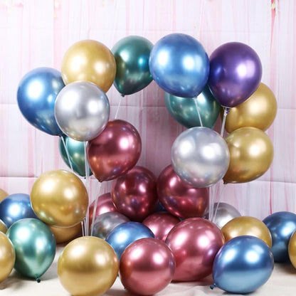 50 Multi Color Metallic Chrome Balloons - Shiny Latex 12" Thicken For Wedding, Birthday Party, Baby Shower, New Years, Graduation & Sweet 16