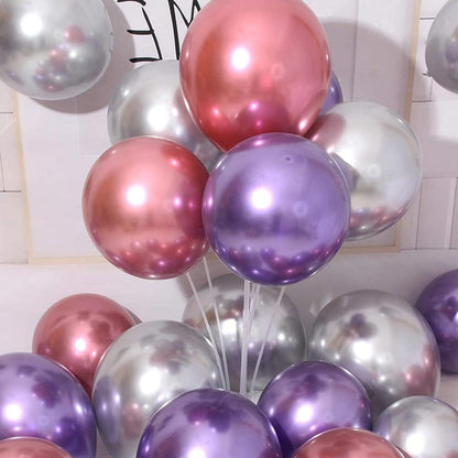 50 Multi Color Metallic Chrome Balloons - Shiny Latex 12" Thicken For Wedding, Birthday Party, Baby Shower, New Years, Graduation & Sweet 16