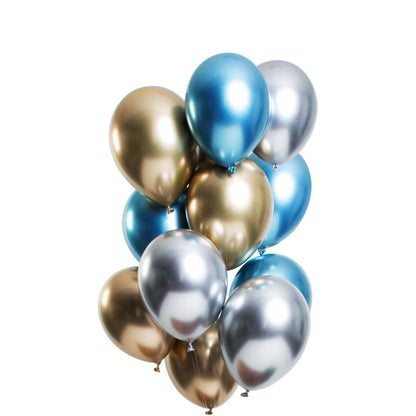 50 Multi Color Metallic Chrome Balloons - Shiny Latex 12" Thicken For Wedding, Birthday Party, Baby Shower, New Years, Graduation & Sweet 16