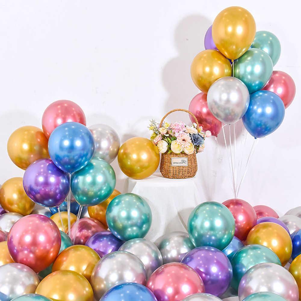 50 Multi Color Metallic Chrome Balloons - Shiny Latex 12" Thicken For Wedding, Birthday Party, Baby Shower, New Years, Graduation & Sweet 16