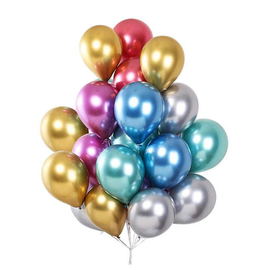 50 Multi Color Metallic Chrome Balloons - Shiny Latex 12" Thicken For Wedding, Birthday Party, Baby Shower, New Years, Graduation & Sweet 16