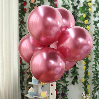 50 Pink Metallic Chrome Balloons - Shiny Latex 12" Thicken For Wedding, Birthday Party, Baby Shower, New Years, Graduation & Sweet 16