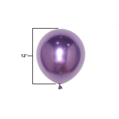 50 Purple Metallic Chrome Balloons - Shiny Latex 12" Thicken For Wedding, Birthday Party, Baby Shower, New Years, Graduation & Sweet 16