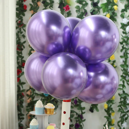 50 Purple Metallic Chrome Balloons - Shiny Latex 12" Thicken For Wedding, Birthday Party, Baby Shower, New Years, Graduation & Sweet 16