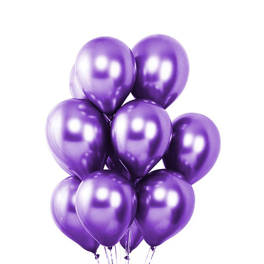 50 Purple Metallic Chrome Balloons - Shiny Latex 12" Thicken For Wedding, Birthday Party, Baby Shower, New Years, Graduation & Sweet 16