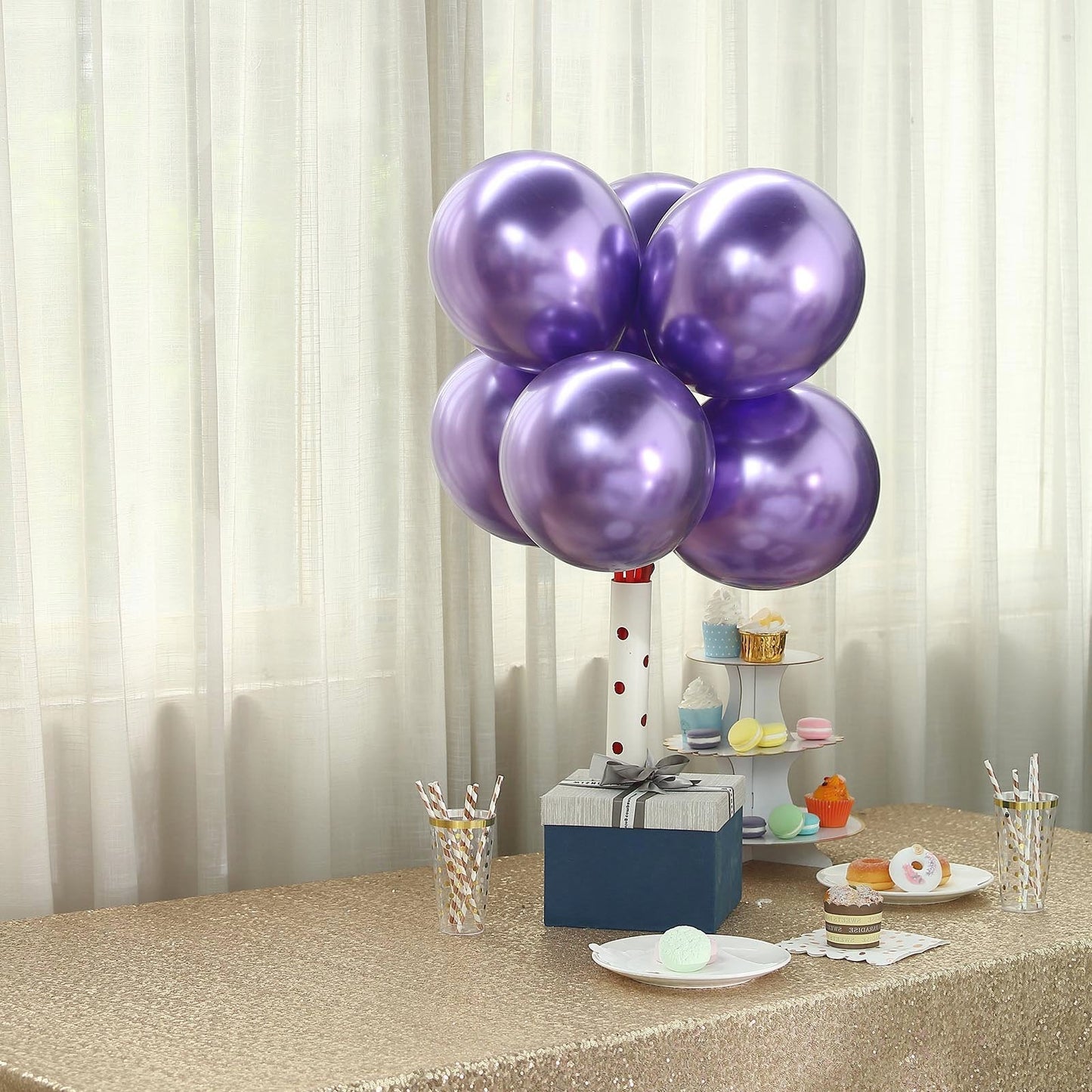 50 Purple Metallic Chrome Balloons - Shiny Latex 12" Thicken For Wedding, Birthday Party, Baby Shower, New Years, Graduation & Sweet 16