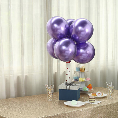 50 Purple Metallic Chrome Balloons - Shiny Latex 12" Thicken For Wedding, Birthday Party, Baby Shower, New Years, Graduation & Sweet 16