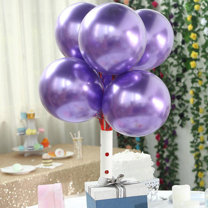 50 Purple Metallic Chrome Balloons - Shiny Latex 12" Thicken For Wedding, Birthday Party, Baby Shower, New Years, Graduation & Sweet 16