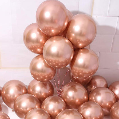 50 Rose Gold Metallic Chrome Balloons - Shiny Latex 12" Thicken For Wedding, Birthday Party, Baby Shower, New Years, Graduation & Sweet 16