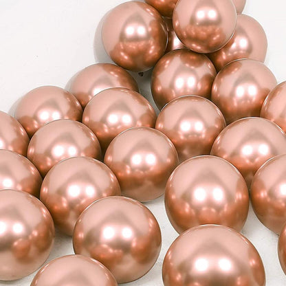 50 Rose Gold Metallic Chrome Balloons - Shiny Latex 12" Thicken For Wedding, Birthday Party, Baby Shower, New Years, Graduation & Sweet 16