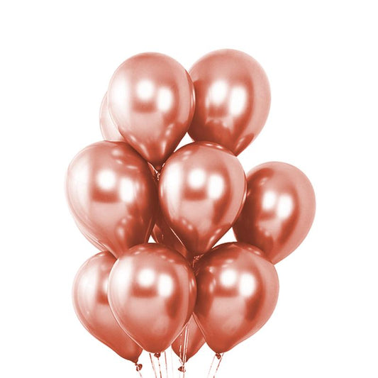 50 Rose Gold Metallic Chrome Balloons - Shiny Latex 12" Thicken For Wedding, Birthday Party, Baby Shower, New Years, Graduation & Sweet 16