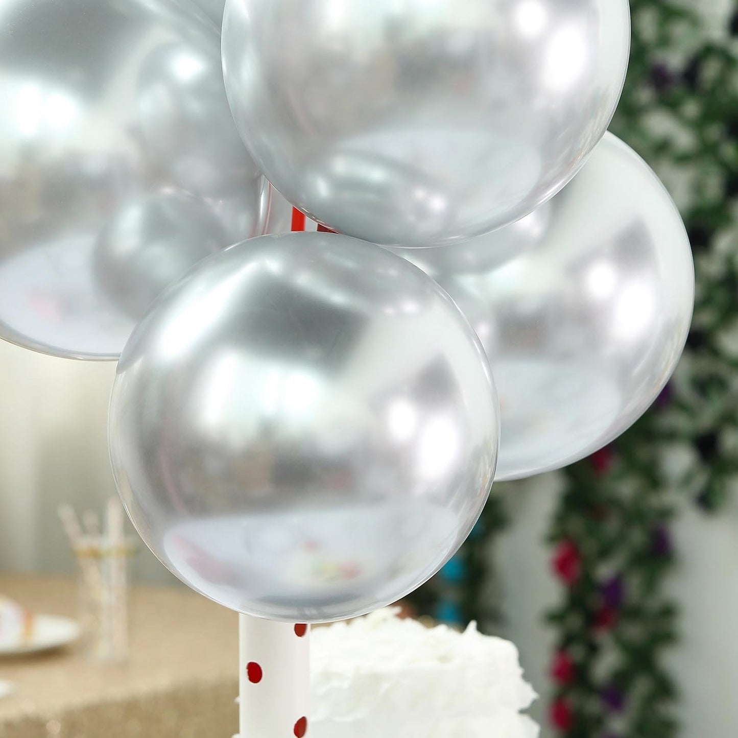 50 Silver Metallic Chrome Balloons - Shiny Latex 12" Thicken For Wedding, Birthday Party, Baby Shower, New Years, Graduation & Sweet 16
