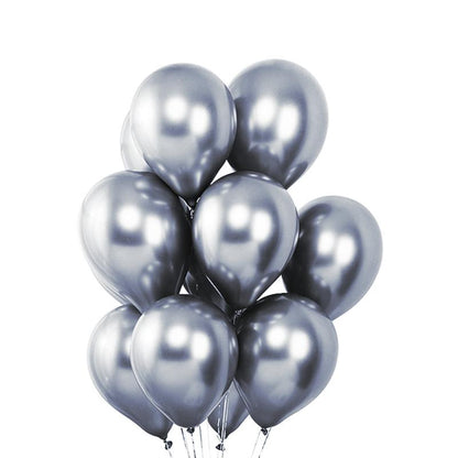 50 Silver Metallic Chrome Balloons - Shiny Latex 12" Thicken For Wedding, Birthday Party, Baby Shower, New Years, Graduation & Sweet 16