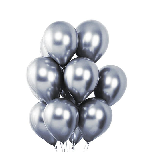 50 Silver Metallic Chrome Balloons - Shiny Latex 12" Thicken For Wedding, Birthday Party, Baby Shower, New Years, Graduation & Sweet 16