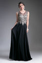 A-Line Chiffon Gown With Lace Embellished Bodice.
