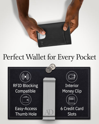 Slim Money Clip Bifold Wallet