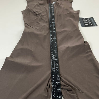 NORMA KAMALI Sleeveless Catsuit w/ Footsie Hidden Zip Women's Sz XXS/32 Chocolate