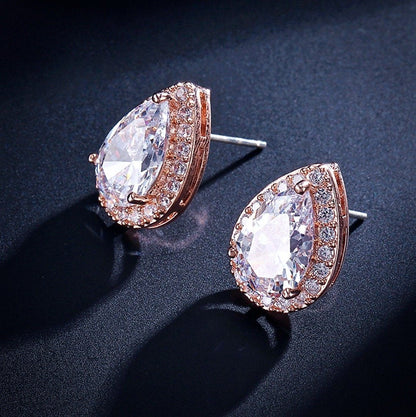 Lyric - Cubic Zirconia Bridal Earrings - Available in Silver, Rose Gold and Yellow Gold