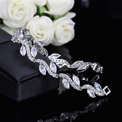 Emily - Cubic Zirconia Bridal Bracelet - Available in Silver and Rose Gold