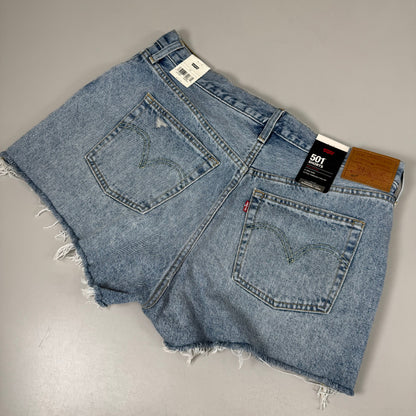LEVIS 501 Original Fit High Rise Shorts Medium Wash Women's Sz 34 Mega Vibe Blue