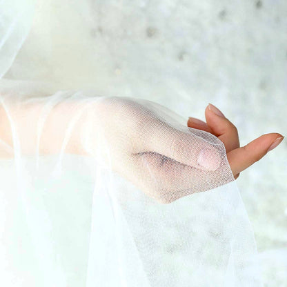 "Nieve" - Raw Edge 2-Tier Fingertip Bridal Veil - Available in White, Off-White and Ivory